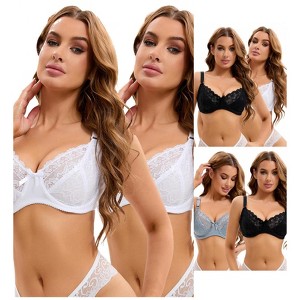 INSPIRE CHIC Women's 6 Pcs Lace Push-up Bra Set Underwire Support Full Coverage Lingerie Bralette - 1 of 4