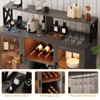 Bar Cabinet with LED Lights & USB Ports - Wine & Liquor Cabinet for Home, Rustic Farmhouse Style, Alcohol, Glass Holder,Grey - 4 of 4