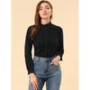 INSPIRE CHIC Women's Mock Neck Ruffle Work Office Cotton Pleated Button Up Shirt - 3 of 4