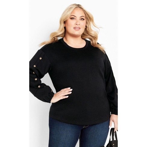 Avenue Women s Plus Size Elena Button Top Black 30w 32w Target