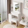 29.2" Small Size Left Bedside Cabinet Vanity Table + Cushioned Stool, Large Sliding, Touch Control, Tri-color Switching, Brightness Adjust LED Mirror - 3 of 4