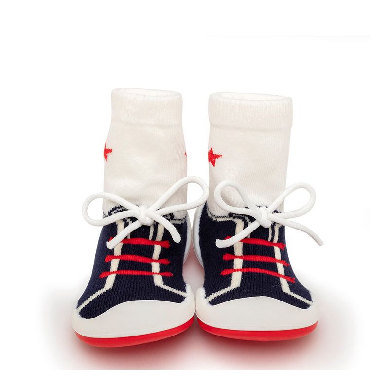 Komuello Baby  Boy First Walk Sock Shoes String Navy, 1 of 9