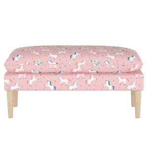 Kids Upholstered Pillowtop Bench Pink Unicorns - Pillowfort