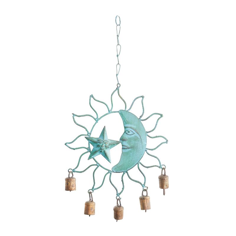 Eclectic Metal Moon and Sun Windchime Turquoise - Olivia &#38; May, 1 of 7