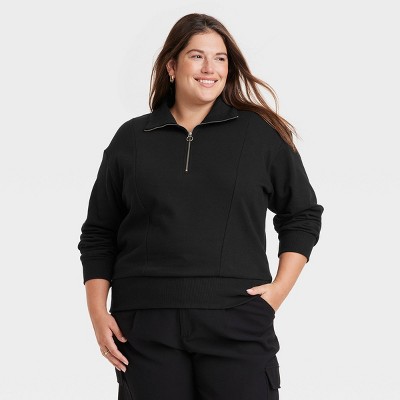 Women's Quarter Zip Sweatshirt - A New Day™ Cream 3x : Target