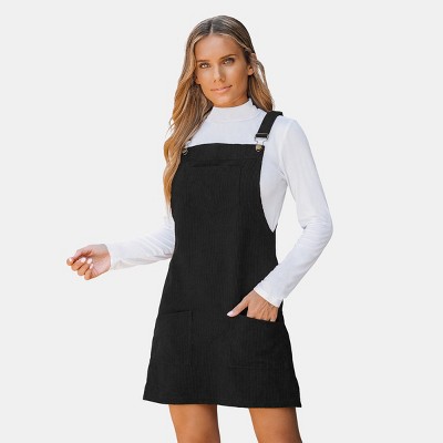 Women's Corduroy Square Neck Mini Overall Dress - Cupshe-xs-black : Target