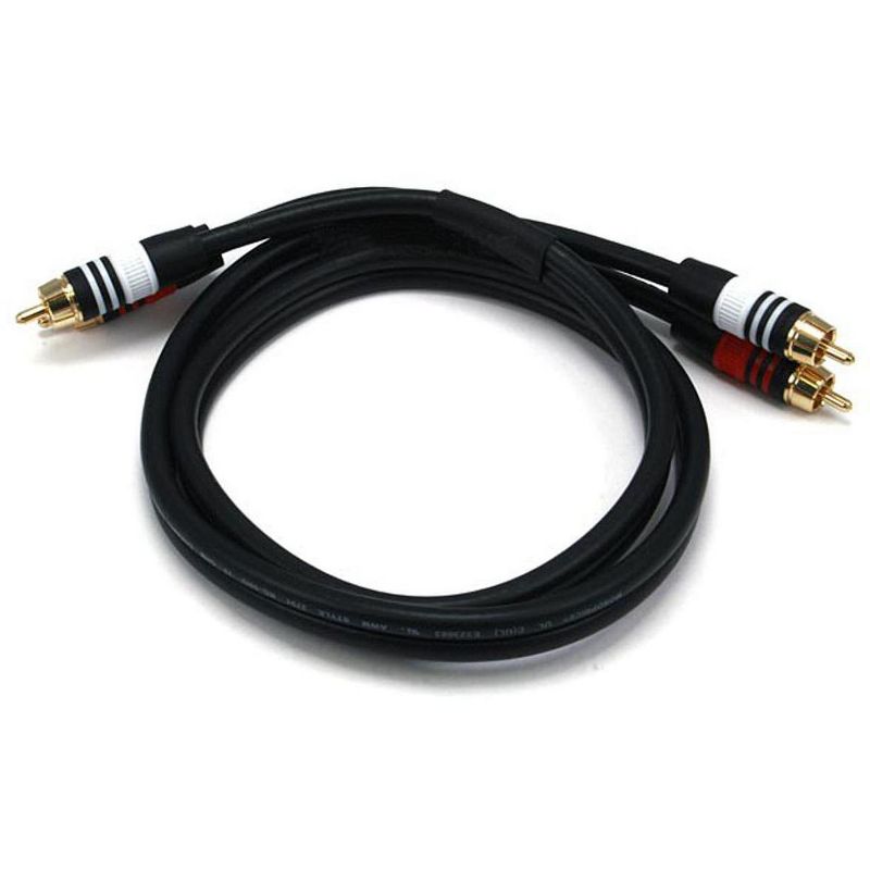 Monoprice Premium Two-Channel Audio Cable - 3 Feet - Black | 2 RCA Plug to 2 RCA Plug 22AWG, Male to Male, 1 of 3