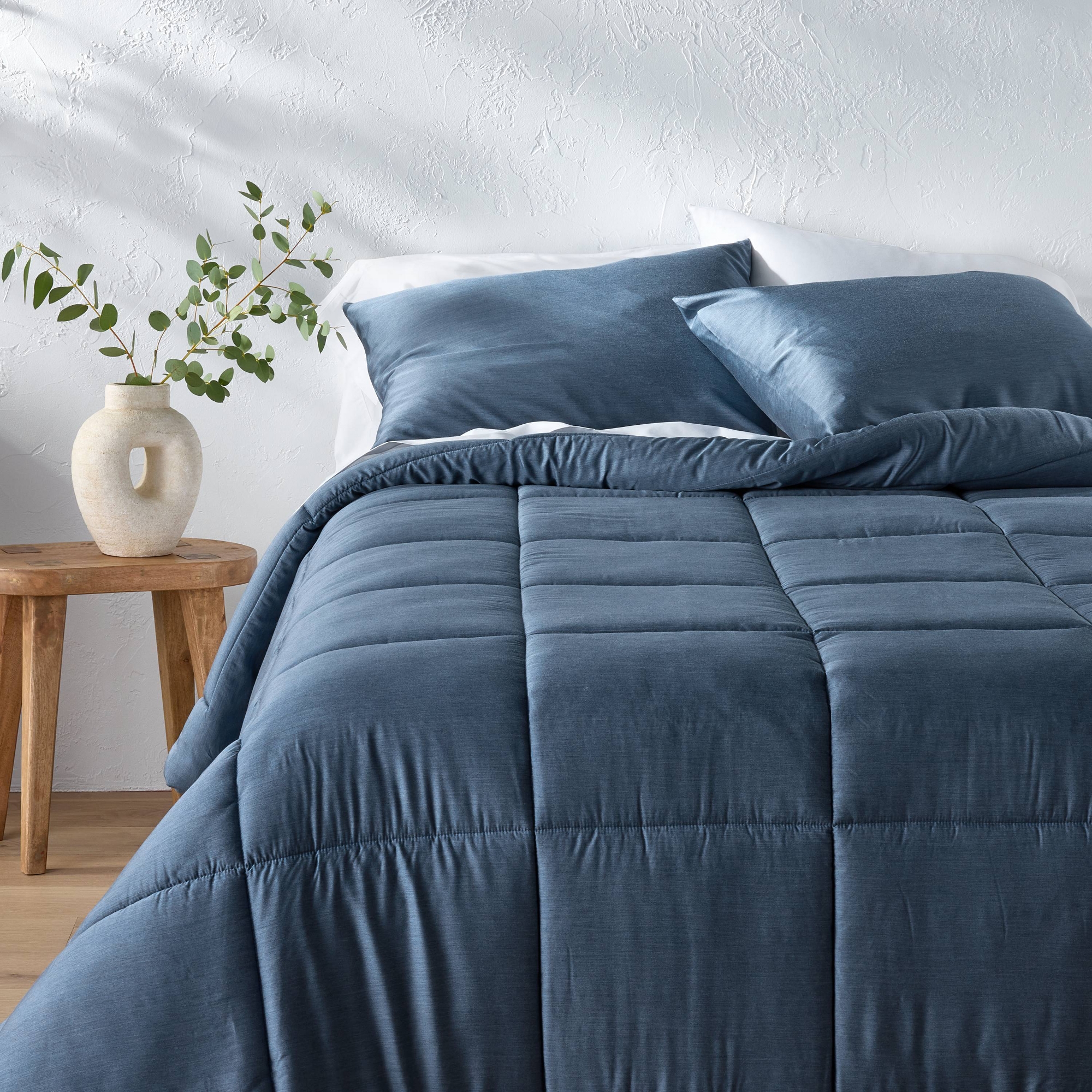 Full/Queen Rayon from Bamboo Comforter Set Dark Mineral Blue - Casaluna™