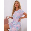 INSPIRE CHIC Women's Short Sleeve Round Neck Printed Nightgown Nightshirt - 3 of 4