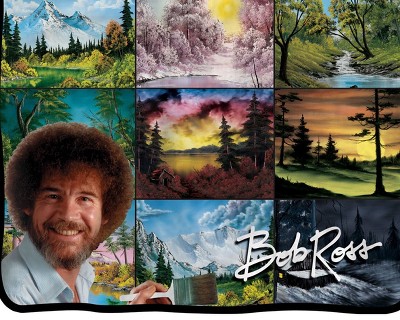Bob Ross Multicolored Flannel Fleece Throw Blanket 46" x 60"