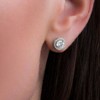 925 Sterling Silver Cushion Round Shaped Cubic Zirconia Halo Stud Earrings for Women 2 Pair Earring Set - 2 of 4