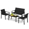 Costway 4 PCS Outdoor Wicker Patio Furniture Set with Heavy-Duty Galvanized Metal Frame Mix Brown/Black - 2 of 4