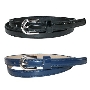 CTM Women's Skinny 1/2 Inch Dress Belt (Pack of 2 Colors) - 1 of 4