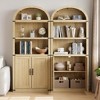 Bookcase with Doors Arched Bookshelf 71.65in Tall Bookcase Farmhouse Cabinet with Shelves Wooden Bookshelves for Home Office, Living Room - 2 of 4