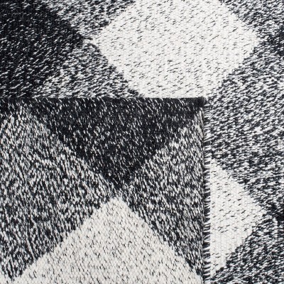 Nomadic Essence Handwoven Black & Ivory Wool Runner Rug - 2'3" x 9'