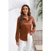 Satin Silk Button Down Shirts for Women Dress Shirts Long Sleeve Blouses Womens Shirts - 2 of 3