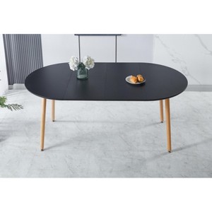 Extensible table,DINING TABLE,OFFICE TABLE,COFFEE TABLE,wood leg,MDF top,100/140/180x100x75cm,black color - 1 of 1