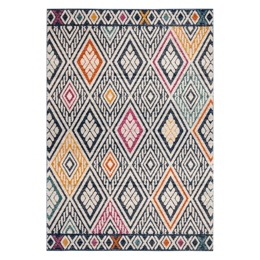 4'x6' Geometric Design Loomed Area Rug Navy/Ivory - Safavieh