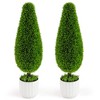 Costway 2 Pack Artificial Cedar Plant 3 FT Potted Teardrop Shaped Bush with Premium PE Leaves - 2 of 4