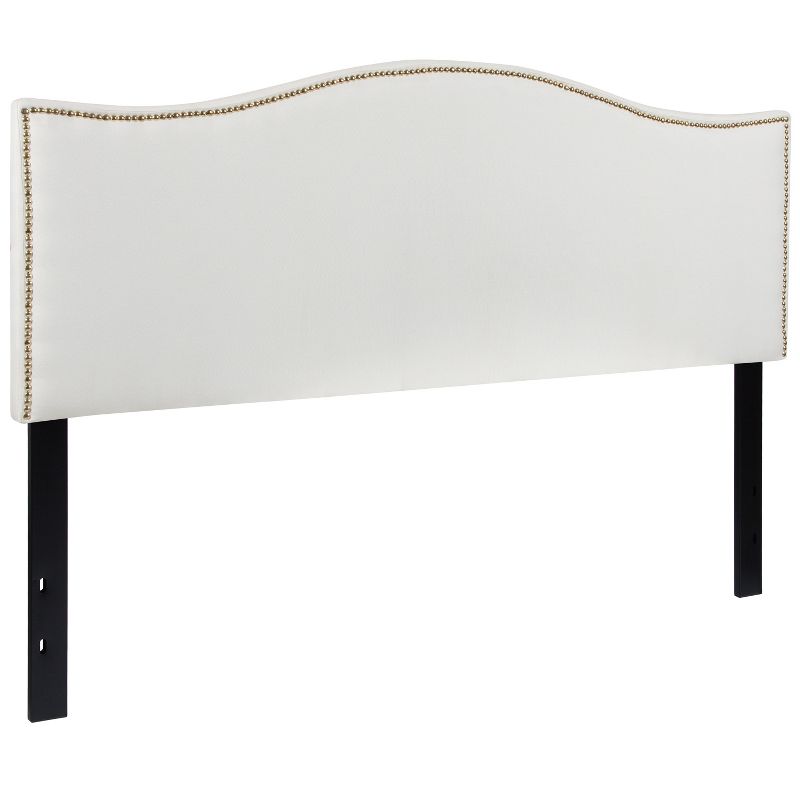 Flash Furniture Lexington Upholstered Queen Size Headboard with Accent Nail Trim in White Fabric, 5 of 12