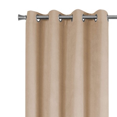 Beige Velvet Blackout Grommet Curtain Panels, 54"W x 95"H