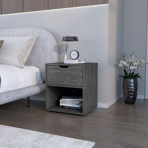 NicBex Wood Nightstand with Drawer,Bedside Table with Open Storage Compartment for Bedroom,Living Room - 1 of 4
