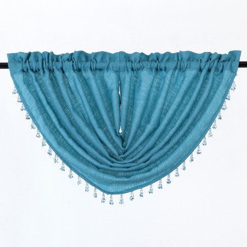 Goodgram 2-pack: Beaded Emerald Crepe Waterfall Valances - 44 In. W X ...