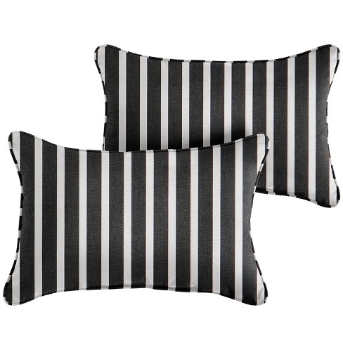 Three Stripe Lumbar Pillow White