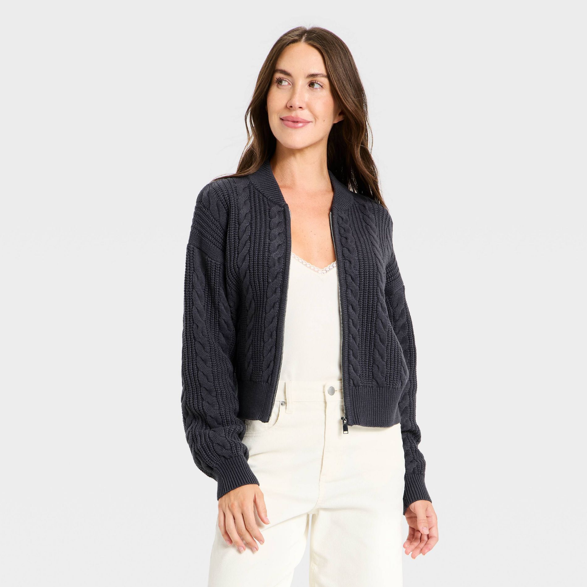 Women's Cable Full Zip Fashion Jacket - Universal Thread™