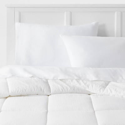 Full/Queen Down Alternative Washed Microfiber Reversible Comforter White - Room Essentials™