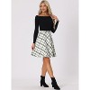 Women's Vintage Plaid A-Line Skirt - Tartan Knee Length Skirt with Elastic Waist White - 2 of 4