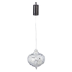 Evergreen 6" Shatterproof Outdoor Safe Battery Operated LED Teardrop Ornament, Silver - 1 of 2