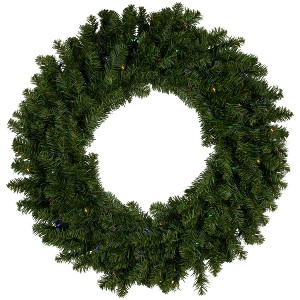 Northlight 30" Prelit LED Battery Operated Canadian Pine Artificial Christmas Wreath - Multi Lights - 1 of 4