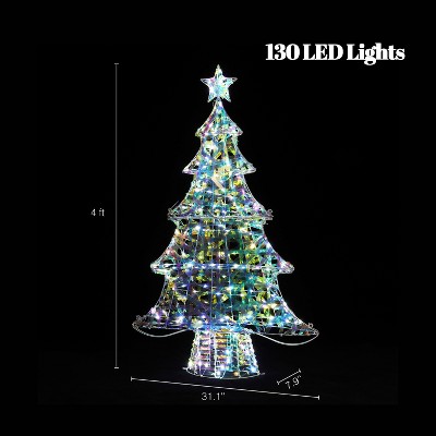 Multicolor LED Lighted Christmas Tree with Iron Frame