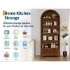 71" Tall Farmhouse Arched Bookshelf with 6 Tiers, Drawer, and Storage Cabinet, Modern Open Display Bookcase for Living Room, Office, or Kitchen - 3 of 4
