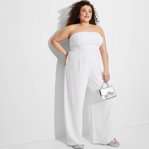 Women's Wide Leg Tube Jumpsuit - Wild Fable™ White 4X