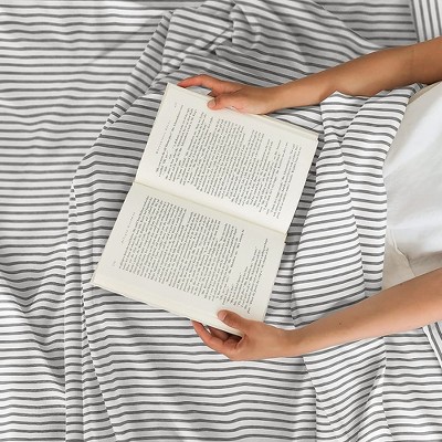 Twin Gray Striped Organic Microfiber Sheet Set
