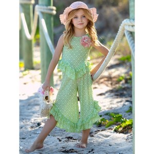 Sage Oasis Lace Top and Ruffle Pants Set Mia Belle Girls - 1 of 4