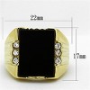 Slickblue Gold Stainless Steel Men's Ring, Synthetic Onyx in Jet, Ion Plating, Black and Gold, Sizes 8-13 - 2 of 4