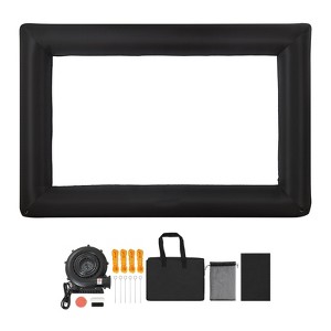 VEVOR 16FT Inflatable Projector Screen, Inflatable Movie Screen Outdoor with 250W Air Blower Projector Screen Oxford Fabric Material, Black - 1 of 4