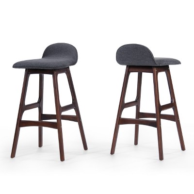 GDFStudio Ibiza Mid Century Modern Fabric Upholstered 28.5" Barstools (Set of 2)