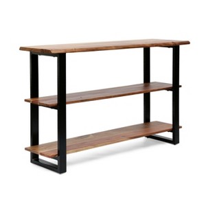 Gulches 48 in Natural Rectangular MDF Acacia Wood Console Table with Metal Frame Stacked Open Shelves Industrial Design - 1 of 4