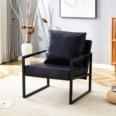 Grungis Classic Accent Chair with Metal Frame,Arm Chair with Ergonomic Design,29.72" W Accent Chair for Bedroom,Reading Room,Office,Black