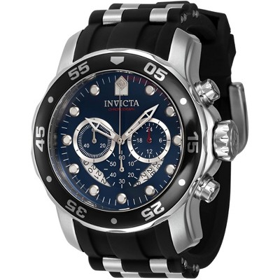 Invicta 40476 Men's Pro Diver Blue Dial Black/Silver Strap Watch