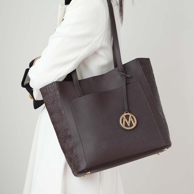 MKF Collection Tote Bag Structured Embossed Panel, Leah | MKF Collection by Mia K - Cognac — фото 2
