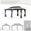 12X20 FT Outdoor Hardtop Gazebo,Metal Gazebo With Double Roof Canopy And Curtain,Galvanized Permanent Large Patio Gazebo-Coolbibila - 4 of 4