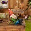 7.5" Resin Sleeping Gnome Welcome Solar Statue Green/Red/Blue - Zingz & Thingz: Outdoor Garden Decor, Pathway Light - 4 of 4