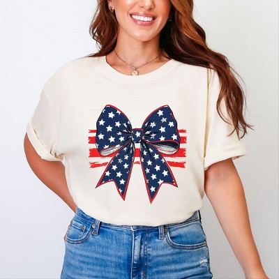 Simply Sage Market Blue and White Star Bow Coquette Garment Dyed Tee