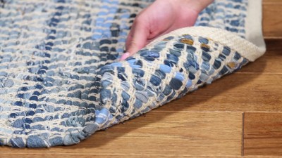 Montauk Blue Handwoven Cotton Flatweave Area Rug 5' x 8'