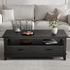 Farmhouse Coffee Table with Drawers, 47.2" Center Table Rustic Coffee Tables Black Living Room Table, with Open Shelf and 6 Support Legs - 3 of 4